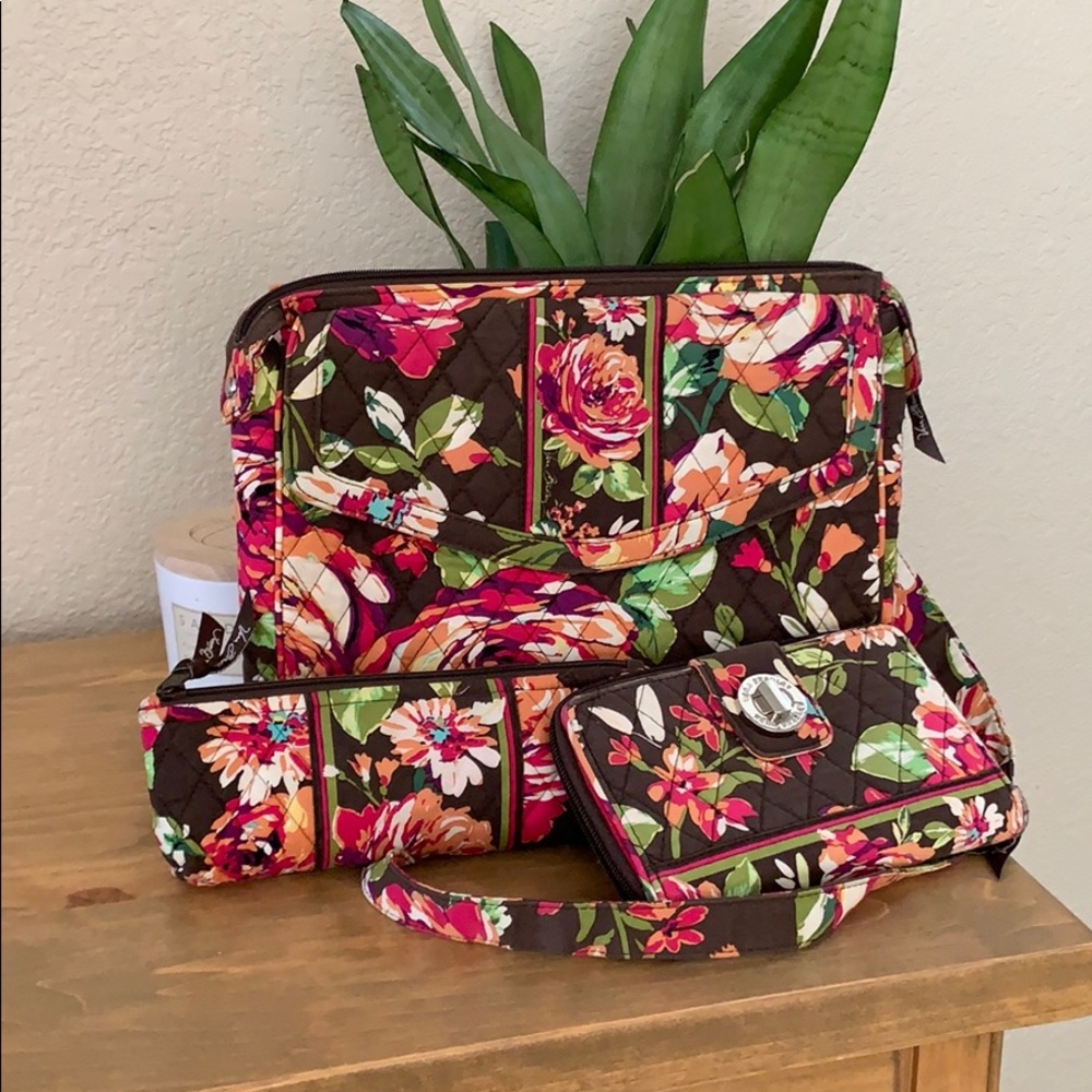 Vera Bradley cabbage rose crossbody and wallet